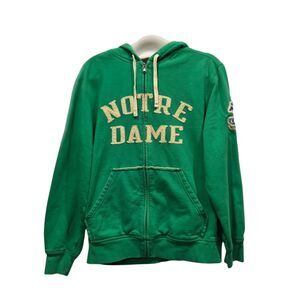 Adidas Notre Dame Fighting Irish Hoodie XS Unisex Green Full Zip Applique NCAA